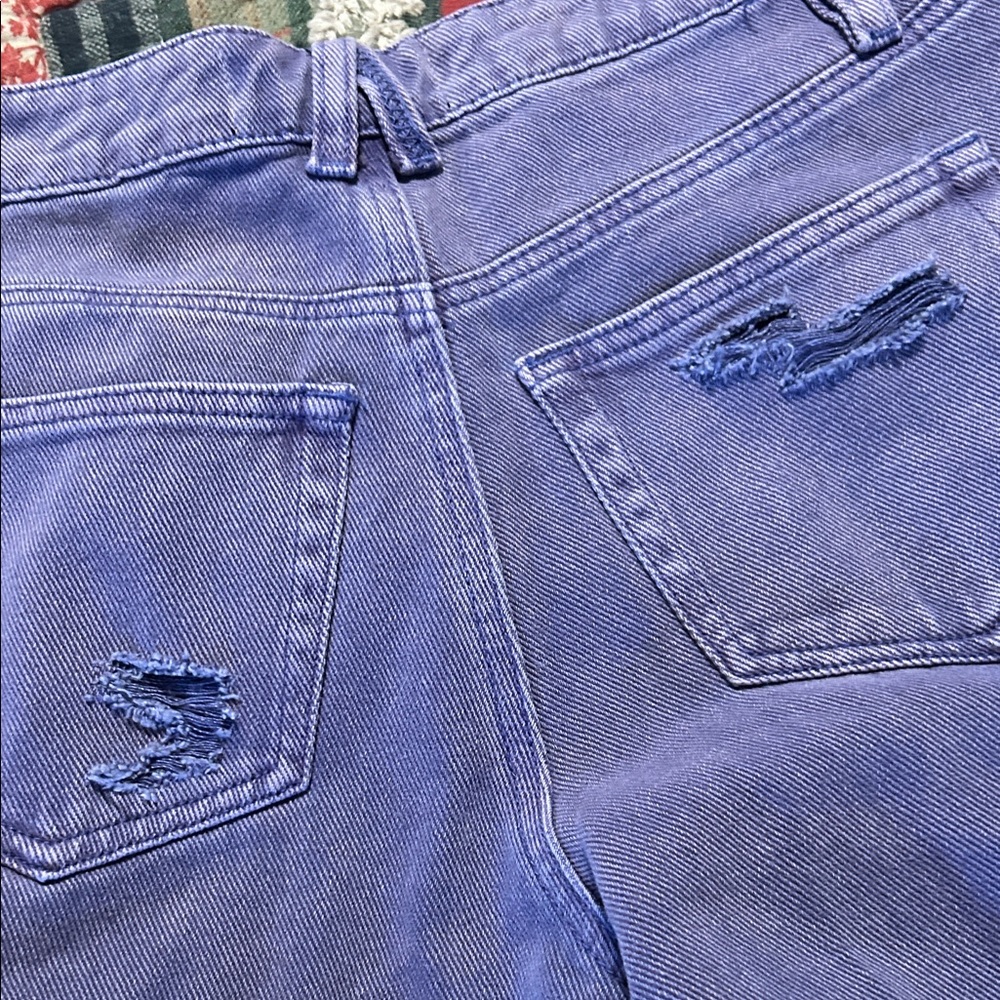 Fashion Nova Lavender Distressed Flare Jeans